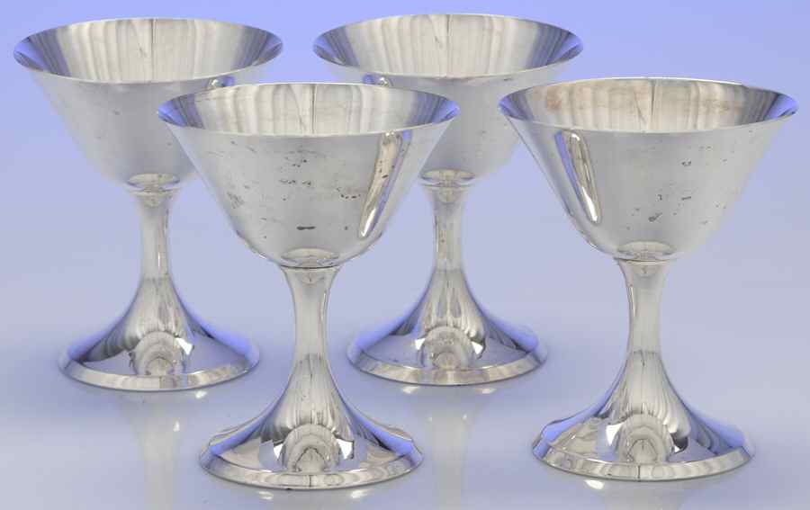 0801 (Sterling, Hollowware) Champagne/Sherbet - Set of 4 by Kirk Stieff-1