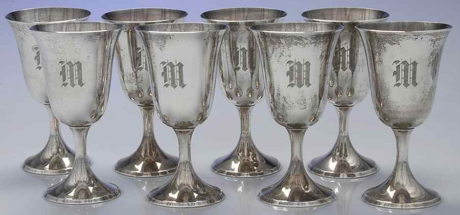 0801 (Sterling, Hollowware) Water Goblet - Set of 8 by Kirk Stieff-1