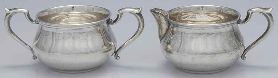 71 (Sterling, Hollowware) Mini Sterling Creamer and Open Sugar by Kirk Stieff-1