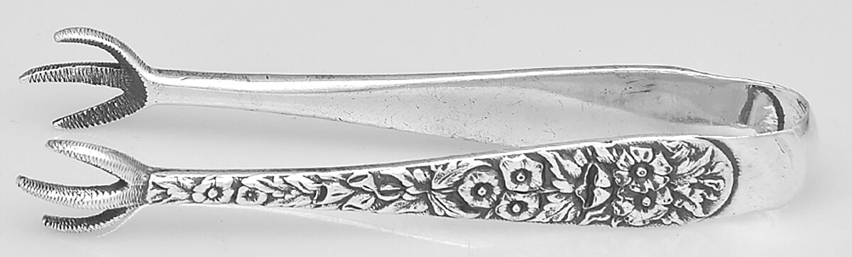 Repousse (Sterling, Coin, 1830) Large Sugar Tongs by Kirk Stieff-1