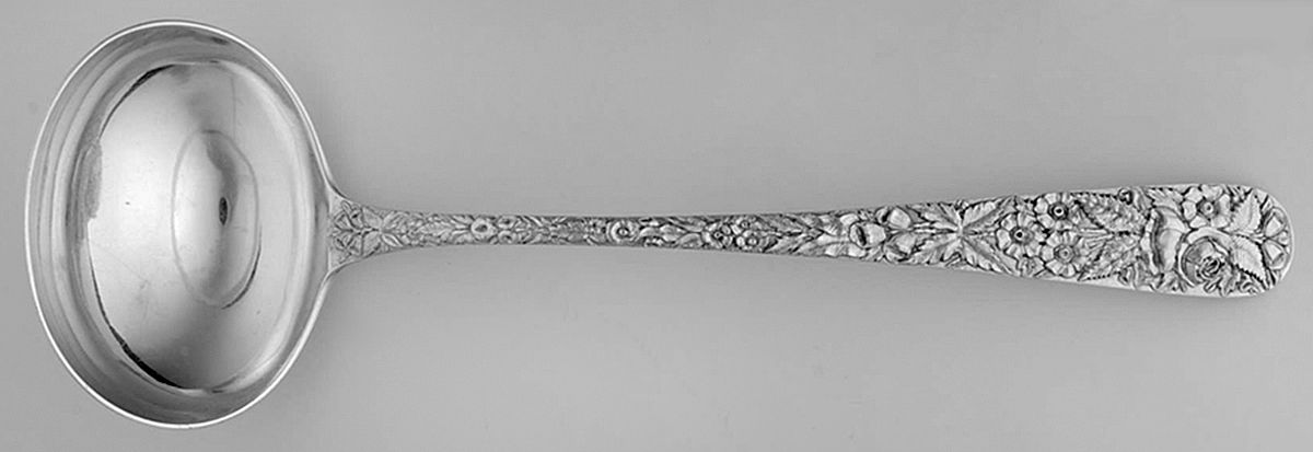 Repousse (Sterling, Coin, 1830) Solid Soup Ladle by Kirk Stieff-1