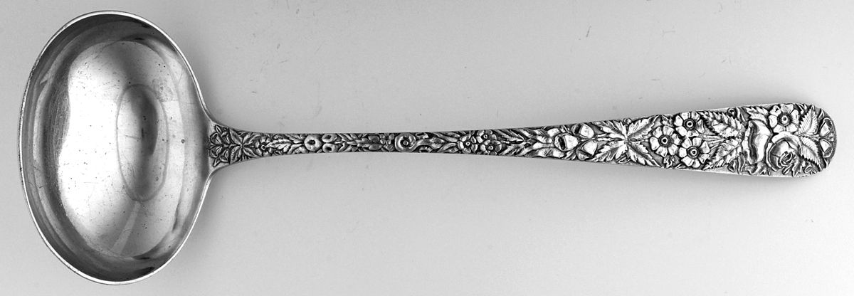 Repousse (Sterling, Coin, 1830) Solid Soup Ladle by Kirk Stieff-1