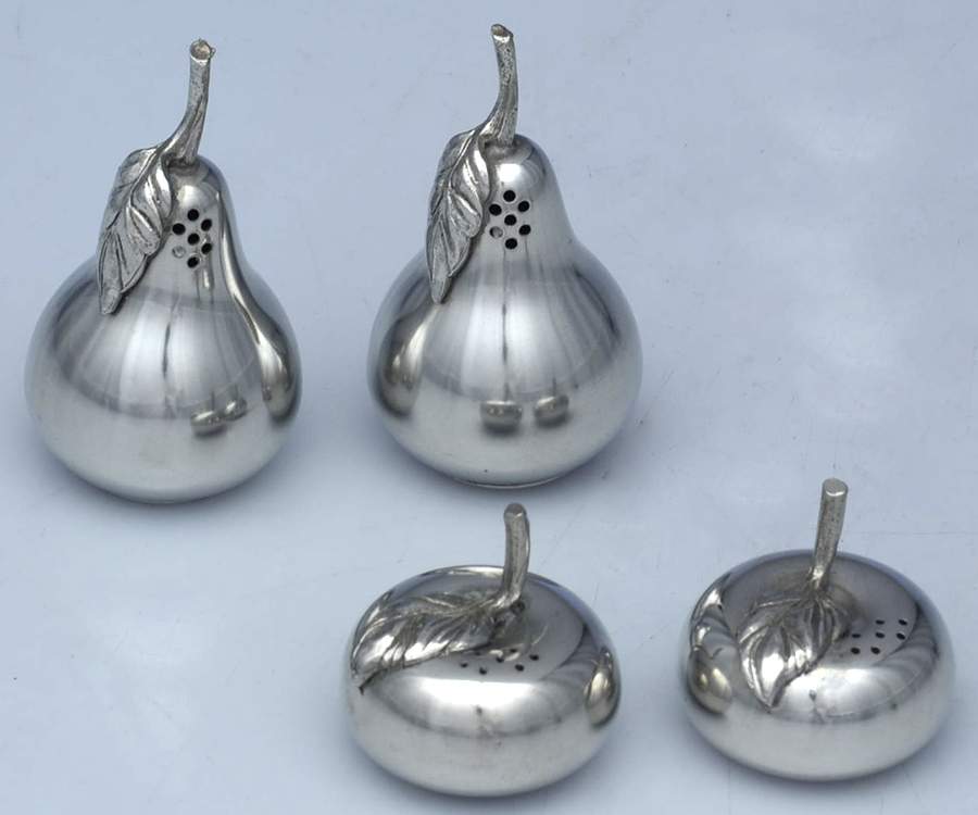 500 (Pewter, Hollowware) Salt and Pepper Sets (2 Pair) by Kirk Stieff-1