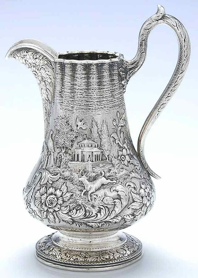 Repousse-Full Chased-Landscape (Coin) 32 Oz Pitcher by Kirk Stieff-1