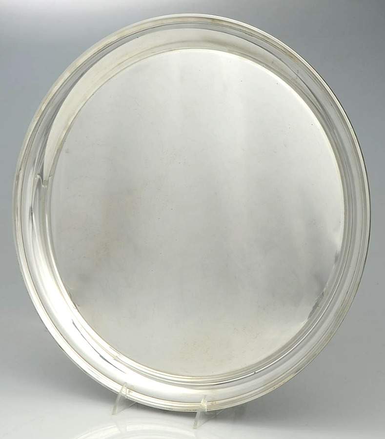 0100 (Sterling, Hollowware) 16" Round Tray by Kirk Stieff-1