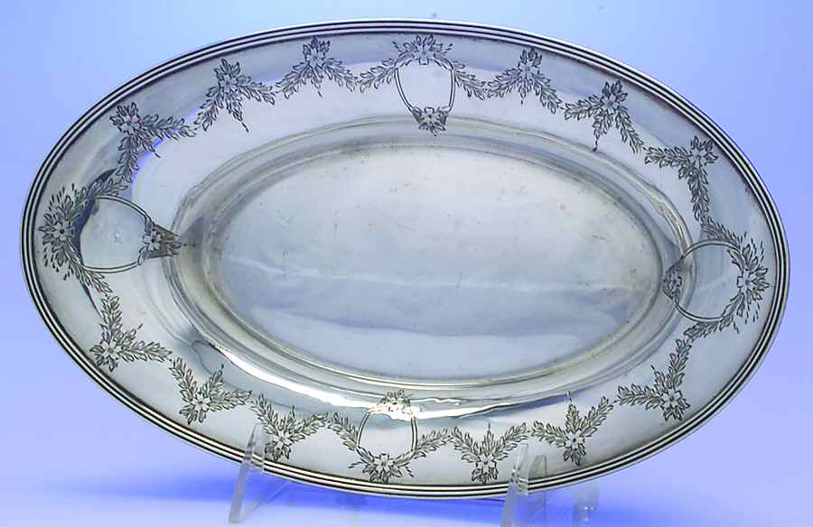 032 (Sterling, Hollowware) Sterling Bread Tray by Kirk Stieff-1