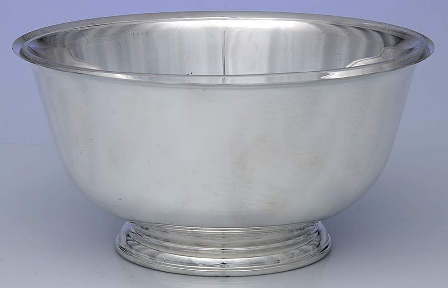 Paul Revere Bowl (Sterling, Hollowware) 9"  Paul Revere Bowl & Glass Liner by Kirk Stieff-1