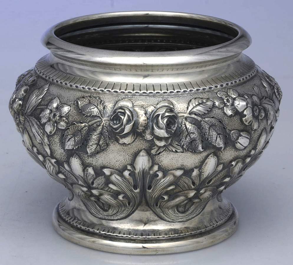 Repousse-Full-Hand Chased (925-1000) Waste Bowl by Kirk Stieff-1