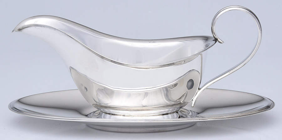51 (Sterling, Hollowware) Gravy Boat & Underplate by Kirk Stieff-1
