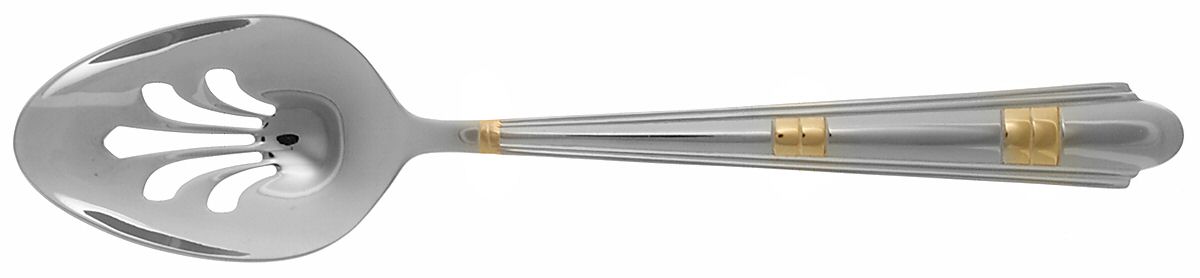 KCA5 (Stainless, Gold Accent) Pierced Tablespoon (Serving Spoon) by Karaca-1