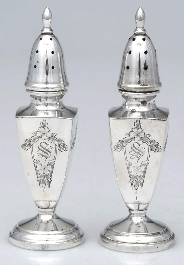 Lady Claire (Sterling, Hollowware) Salt & Pepper Set by Kirk Stieff-1