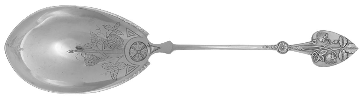 Strawberry (Coin) Solid Bright Cut Vegetable Serving Spoon by Knowles & Ladd-1