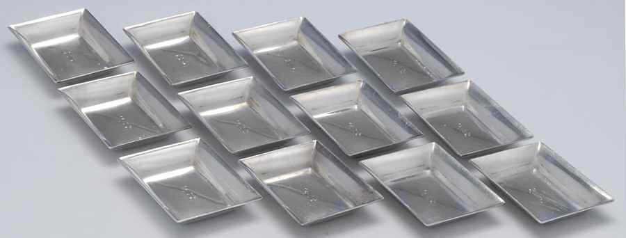 048 (Sterling, Hollowware) Set of 12-2" Ashtray by Kirk Stieff-1