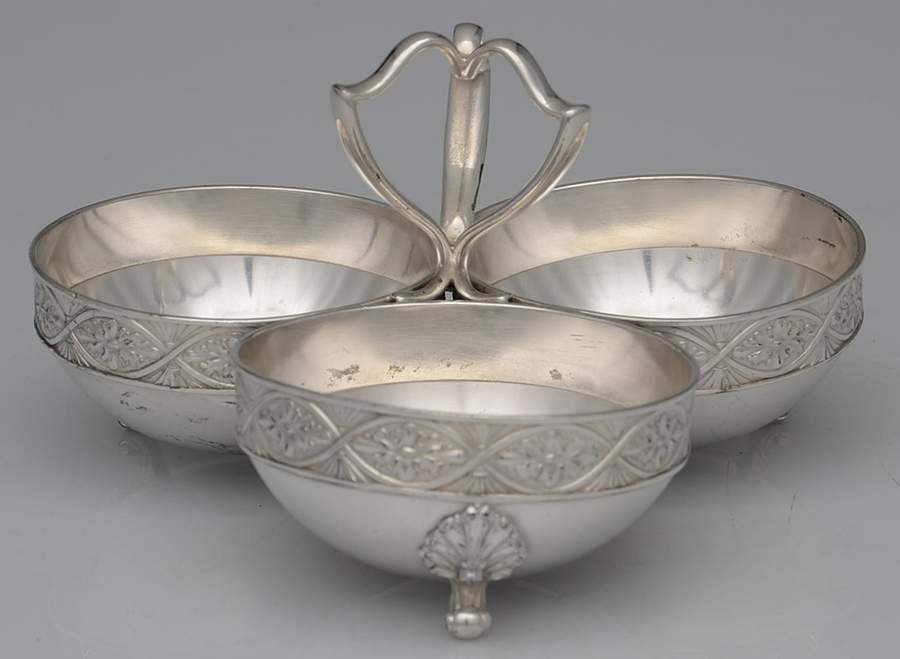 Silverplate Hollowware 3 Section Condiment Set by Knickerbocker Silver-1