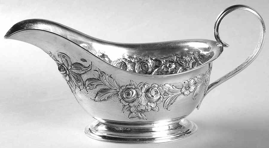 Rose (Sterling, Hollowware) Sterling Gravy Boat No Underplate by Kirk Stieff-1