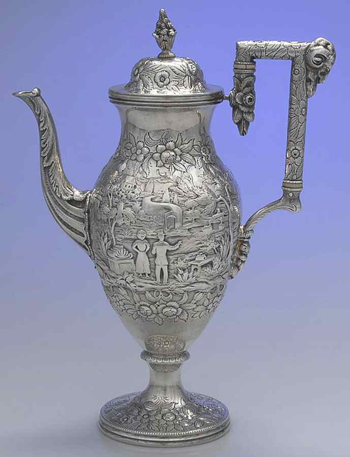 Repousse-Full Chased-Landscape Teapot by Kirk Stieff-1