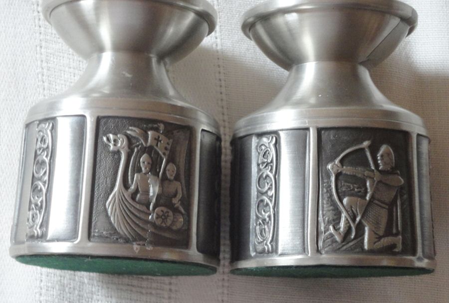 Kongetinn (Pewter, Hollowware) Pair of 3" Console Candleholders by Hardanger-1