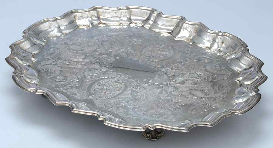 KEV5 (Silverplate, Hollowware) 14" Oval Footed Tray by Kent Silversmiths-1