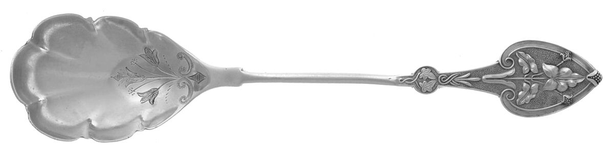 Leaf & Berry (Coin) Spoon-Sugar Shell/Bright Cut by Knowles & Ladd-1
