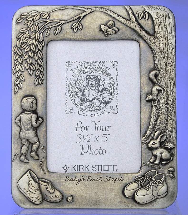 Baby's First Steps (Pewter, Hlwr) Frame Holds 3 1/2" X 5" by Kirk Stieff-1