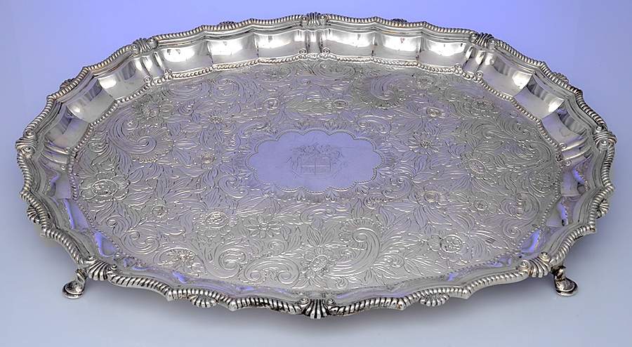 KIS24 (Sterling, Hollowware) 24" Large Footed Waiter Tray by Kirk Stieff-1