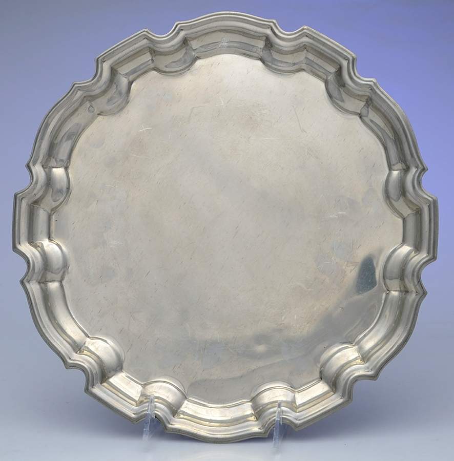 Chippendale (Pewter Hollowware) 12" Round Tray by Kirk Stieff-1