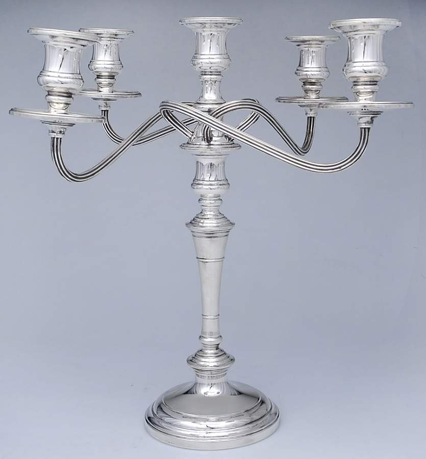 49 (Sterling, Hollowware) Weighted 5 Light Candelabra by Kirk Stieff-1