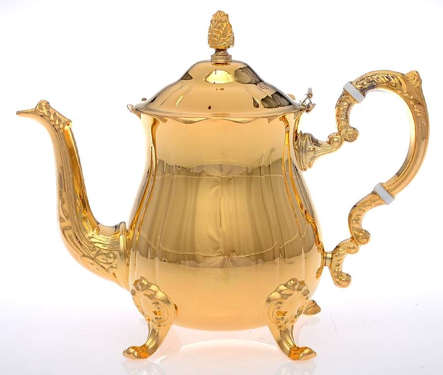 9578 (Gold Electroplate, Hollowware) Tea Pot by Kent Silversmiths-1