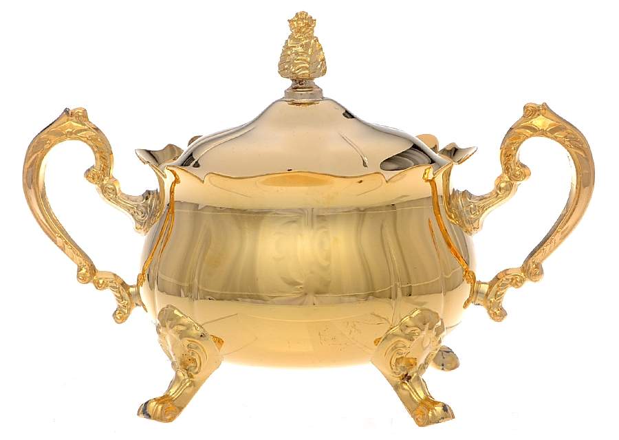 9578 (Gold Electroplate, Hollowware) Sugar Bowl with Lid by Kent Silversmiths-1
