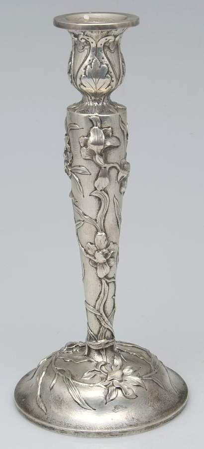 52 (Sterling, Hollowware) Weighted Candlestick with Bobeche by Kirk Stieff-1