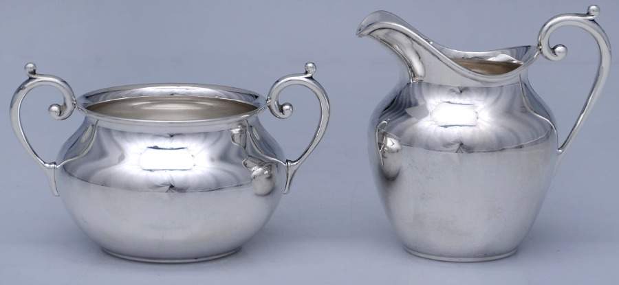 620 (Sterling, Hollowware) Creamer & Open Sugar Set by Kirk Stieff-1