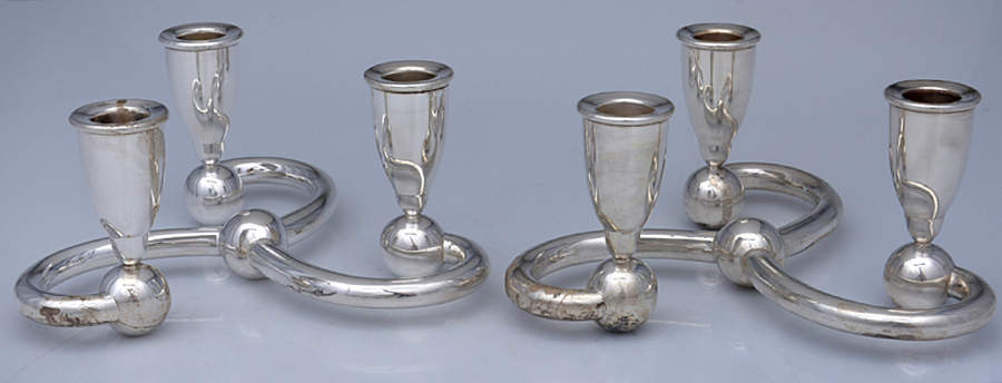 Sterling Hollowware Pair of 3" Weighted Candleholders by Koch & Bergfeld-1