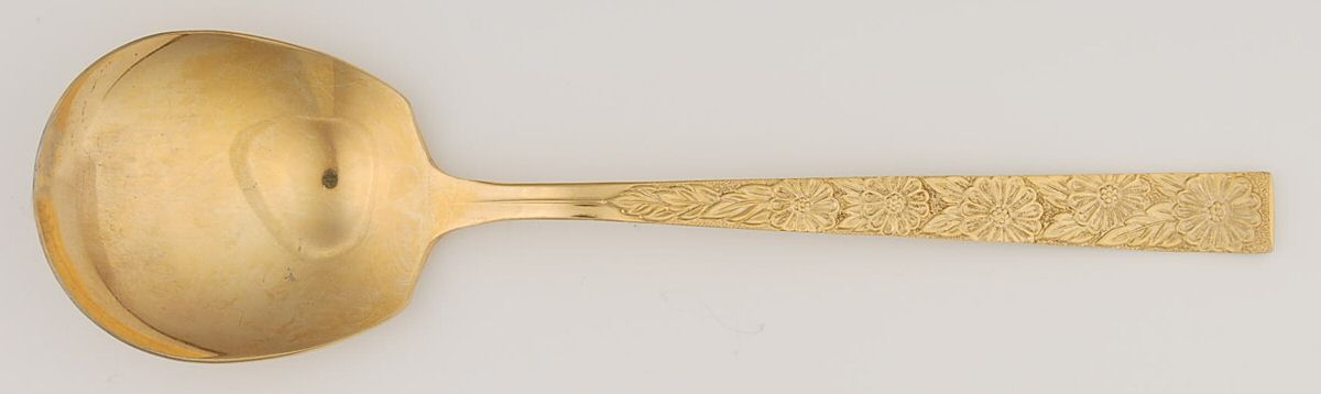 Carlotta (Gold Electroplate) Solid Smooth Casserole Spoon by Lifetime-1
