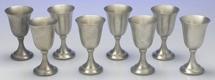 Pewter Hollowware (Set of 8) Wine Goblet by Leonard Silver Mfg Co-1