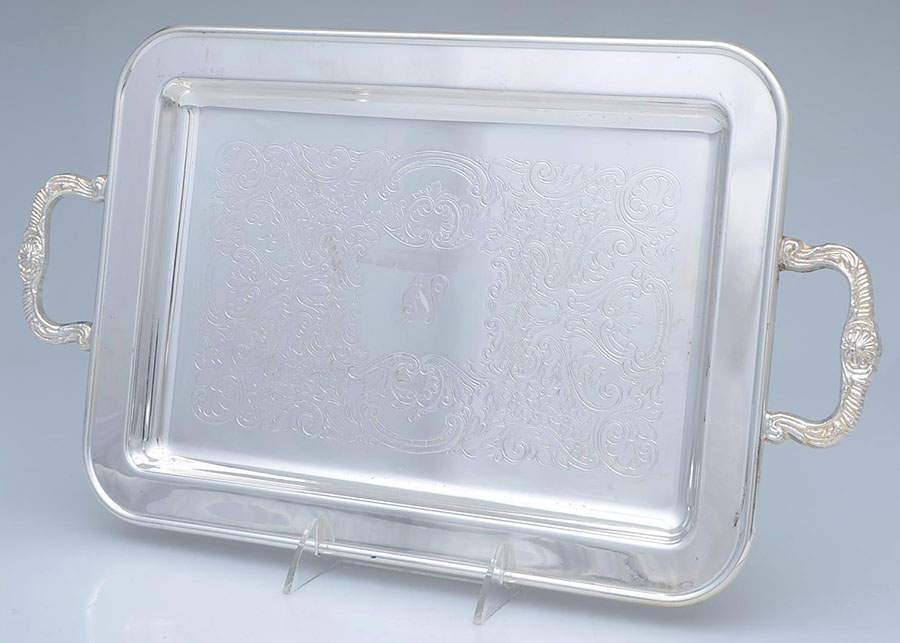 Silverplate Hollowware 13" Handled Rectangular Tray by Leonard Silver Mfg Co-1
