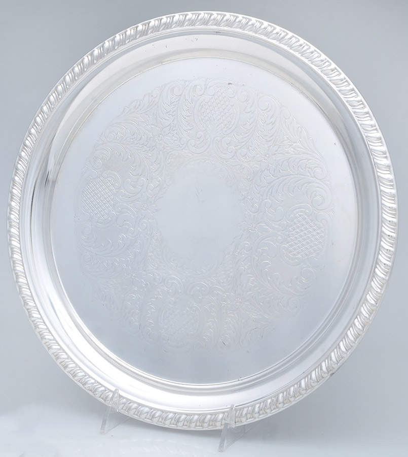 Silverplate Hollowware 12" Round Tray by Leonard Silver Mfg Co-1