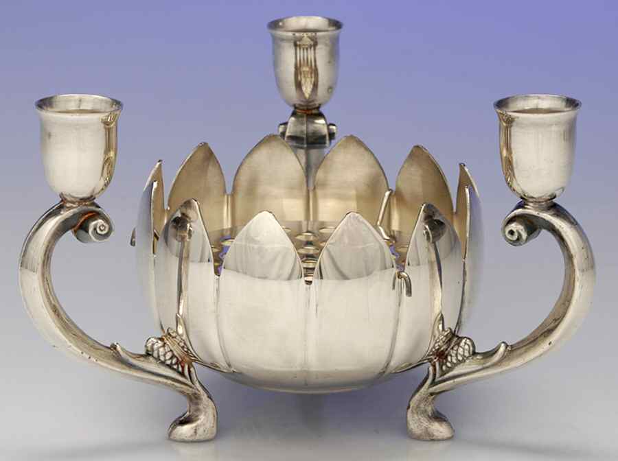 Silverplate Hollowware Silverplate Centerpiece with Floral Frog by Leonard Silver Mfg Co-1