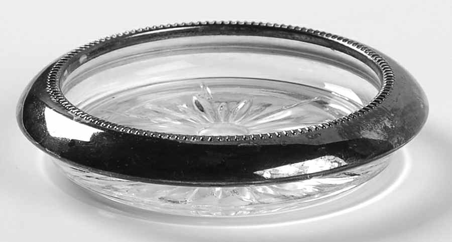 Silverplate Hollowware Crystal Coaster with Silverplate Rim by Leonard Silver Mfg Co-1