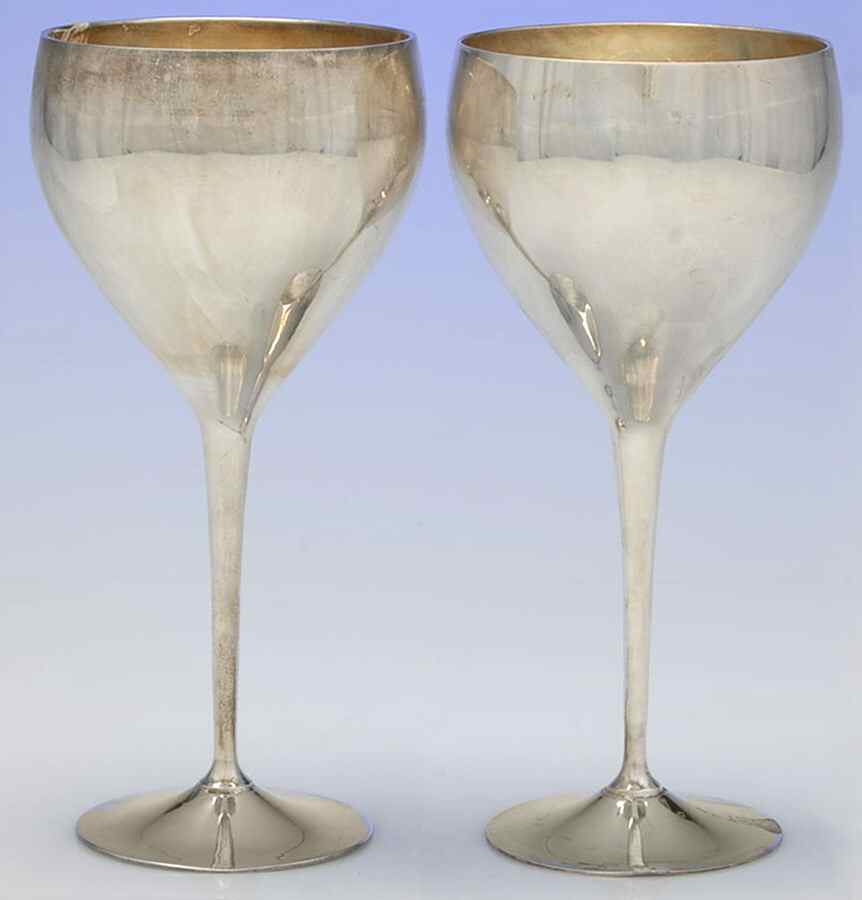 Silverplate Hollowware Wine Goblet - Set of 2 by Leonard Silver Mfg Co-1