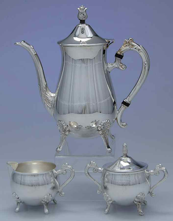 Silverplate Hollowware 3 Piece Tea Set by Leonard Silver Mfg Co-1
