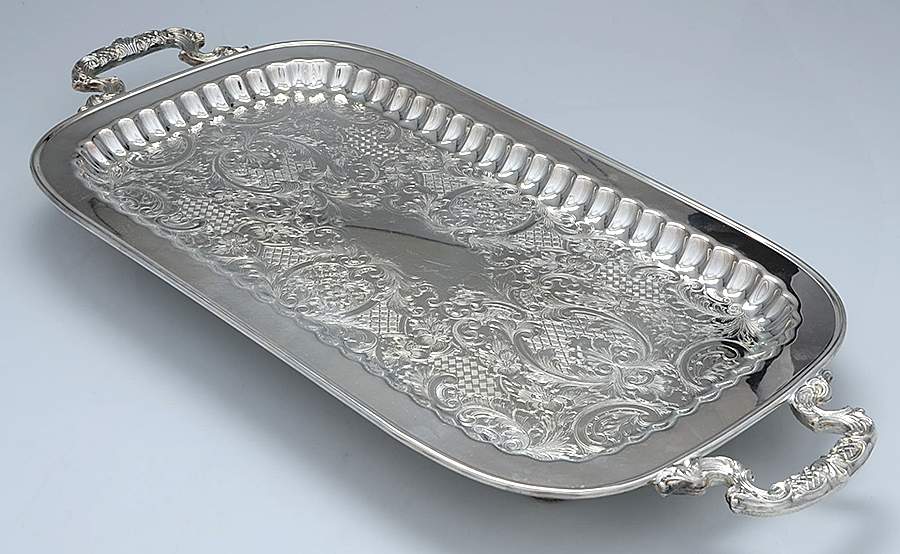 Silverplate Hollowware 19" Rectangular Handled Tray by Leonard Silver Mfg Co-1