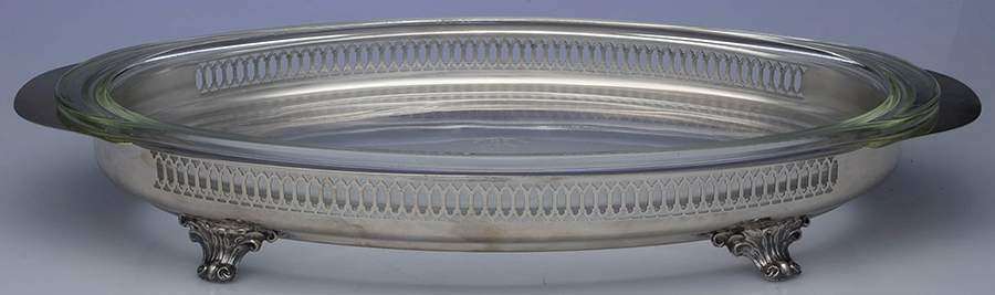 Silverplate Hollowware Buffet Server & Glass Liner by Leonard Silver Mfg Co-1