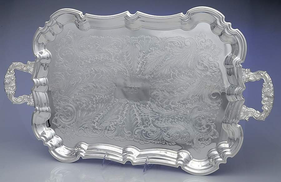 Silverplate Hollowware 19" Footed Waiter Tray by Leonard Silver Mfg Co-1