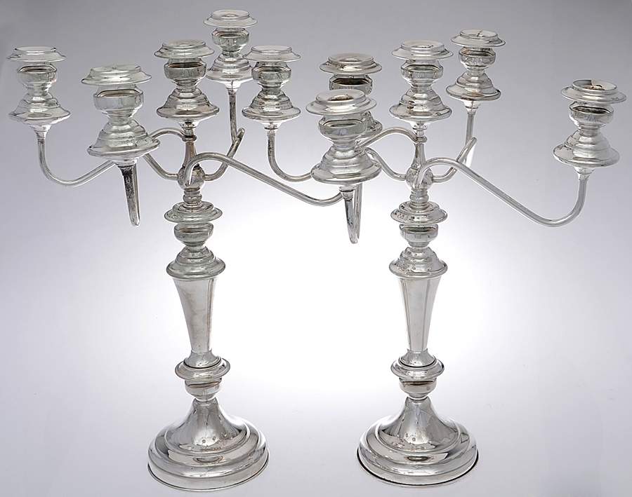 Silverplate Hollowware Pair of 5 Light 19" Candelabra by Leonard Silver Mfg Co-1