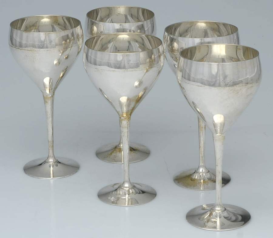 Silverplate Hollowware Wine Goblet - Set of 5 by Leonard Silver Mfg Co-1