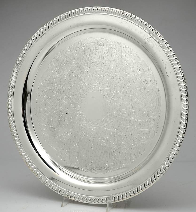 Silverplate Hollowware 15" Round Tray by Leonard Silver Mfg Co-1