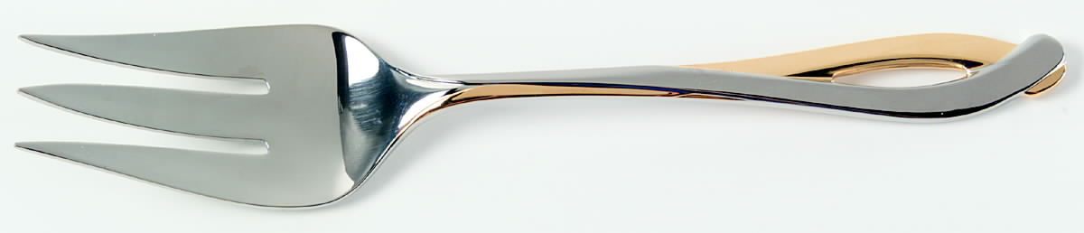 Debut Gold (Stainless, Gold Accent) Medium Solid Cold Meat Serving Fork by Lenox-1