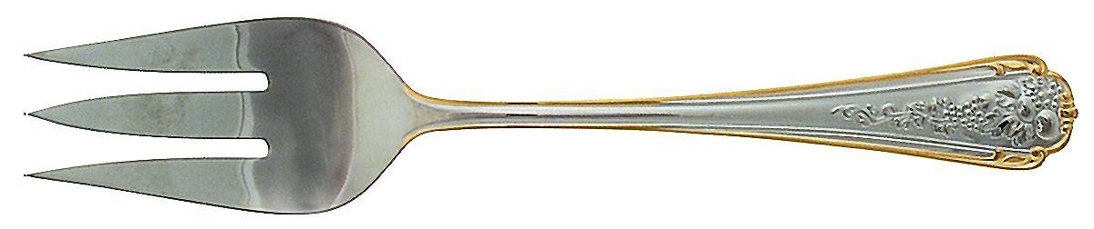 Fruits of Life Gold (Stainless, Gold Accent) Medium Solid Cold Meat Serving Fork by Lenox-1