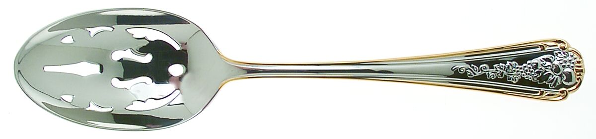 Fruits of Life Gold (Stainless, Gold Accent) Pierced Tablespoon (Serving Spoon) by Lenox-1