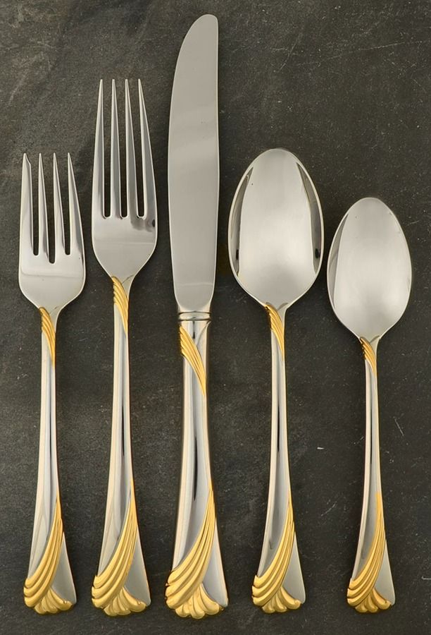 Kelly Gold (Stainless, Gold Accent) 5 Piece Place Setting by Lenox-1